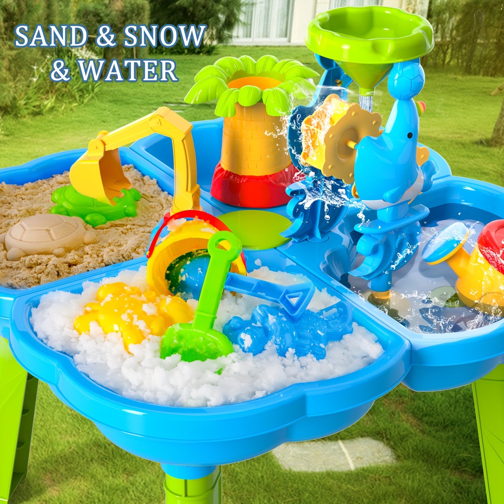 Water and Beach Four-leaf Clover Shape Table Toys, Summer Outdoor Activity for Youngsters Youngsters Boys and Girls
