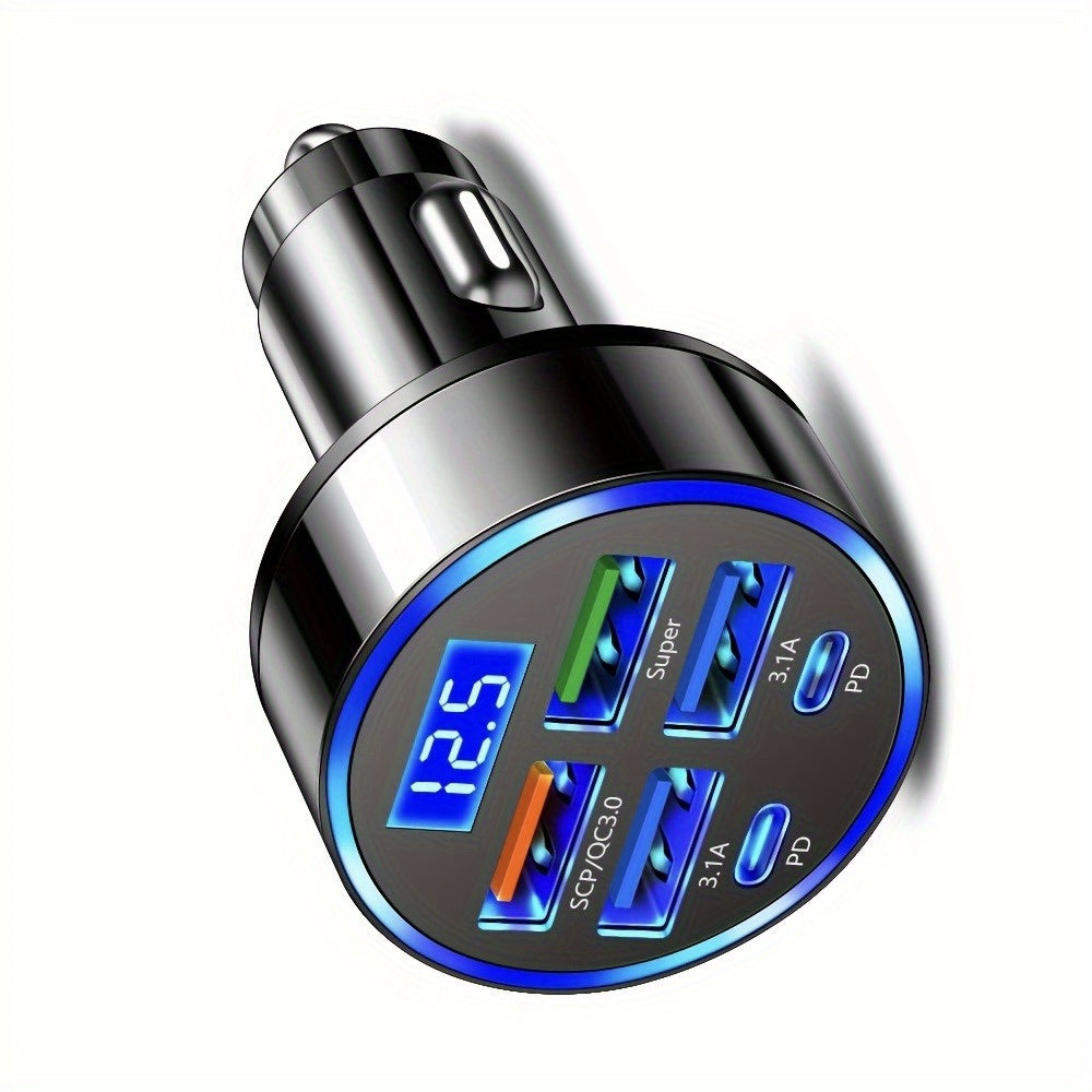 1 Pac 2025 Military-Grade] 10X HYPER-SPEED Car Charger, The Ultimate 6-in-1 Charging Station Hub