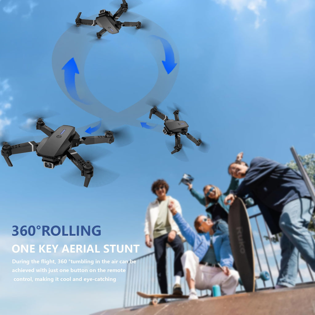E88 Drone With Dual Batteries Equipped With Dual Cameras, Mobile Application Control, Indoor Flying Toys, Halloween/Christmas/New Year Gifts
