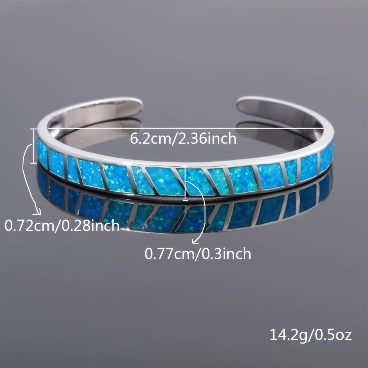 Vintage Blue Opal Open Bracelet - 18K Golden Plated Copper with Synthetic Stones,
