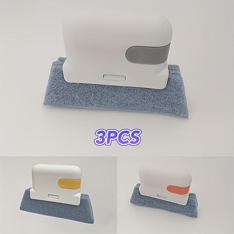 3pcs Window & Door Track Cleaning Brush - No Power Needed, Durable PP Bristles for Tight Gaps & Frames, Effortless Cleaning in Bedroom, Kitchen, Bathroom, Ergonomic Design | Polypropylene Construction