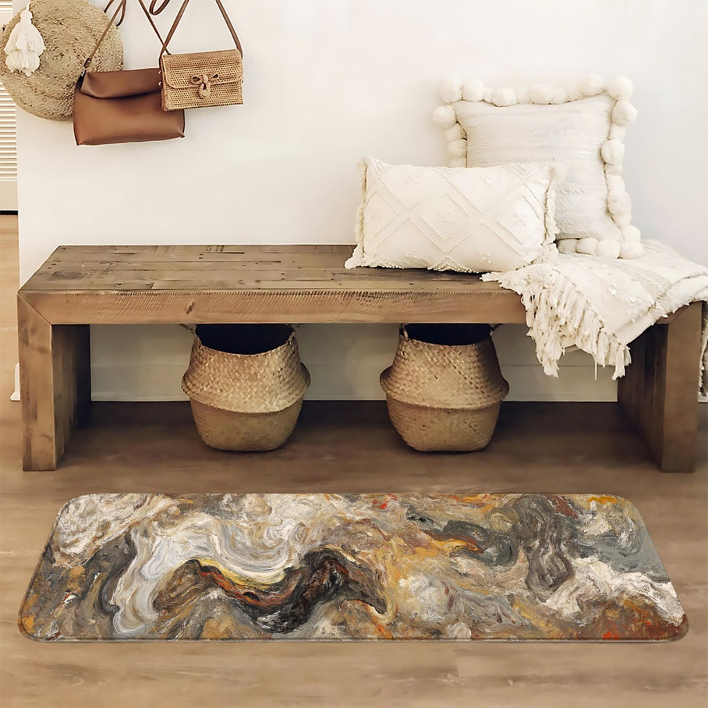This Is a 1pc Abstract Oil Painting Pattern in Beige And Gray-Brown, Suitable for Various Settings. It Can Be Used for Home Decoration, Everyday Or Festive Atmosphere, Non-Slip Bathroom Mats, Indoor Entrance Rugs, Bedside Mat