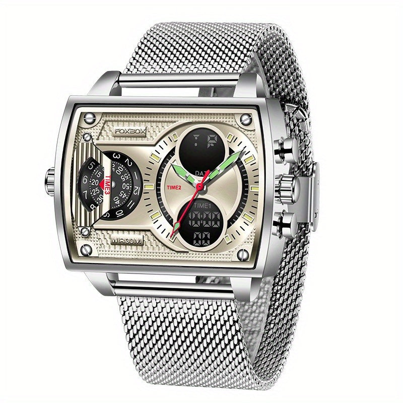 LIGE Men Watch FOXBOX Fashion Square Watch Sports Double Display Watch, Ideal Choice For Gifts