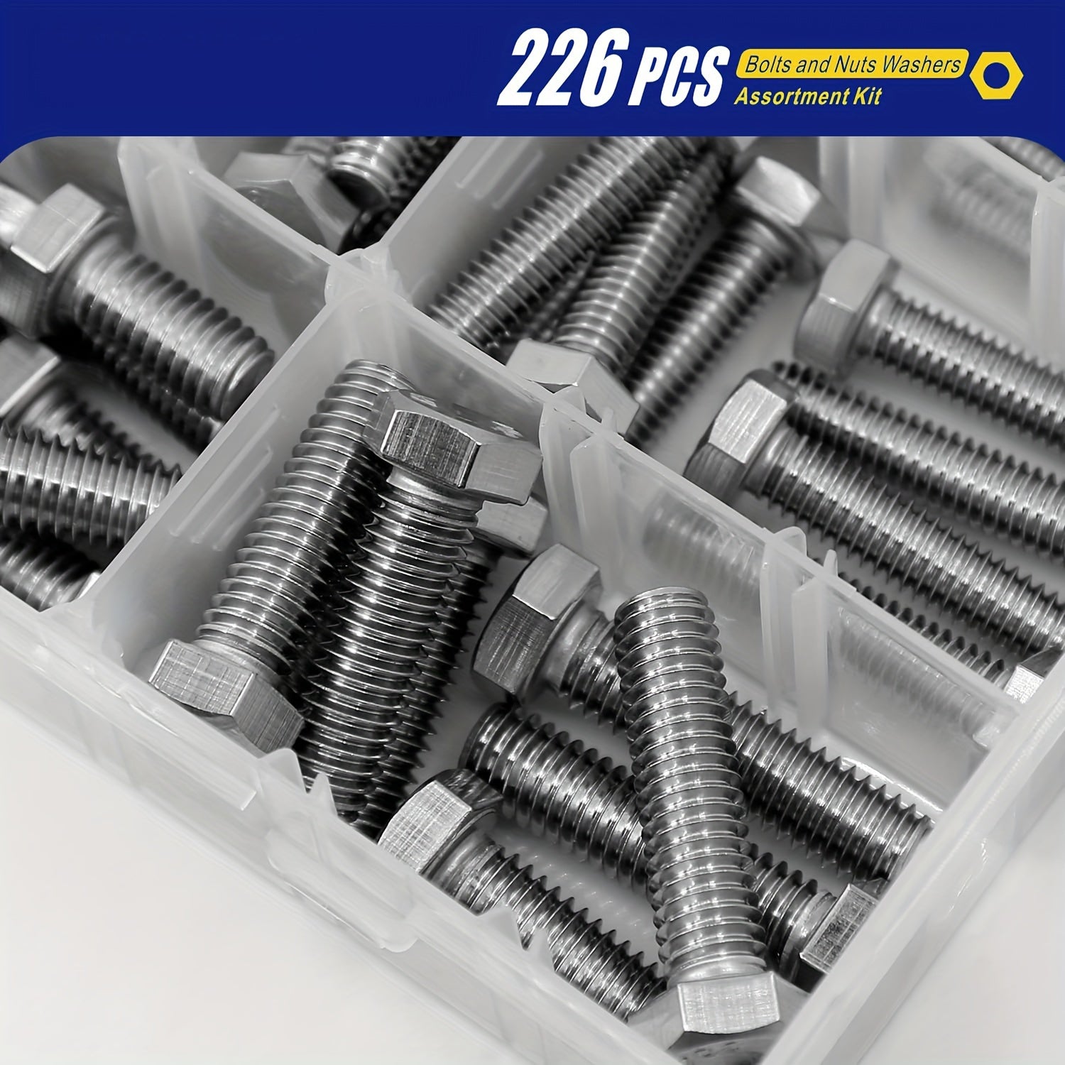 226pcs Heavy-Duty 304 Stainless Steel Bolt and Nut Assortment Kit