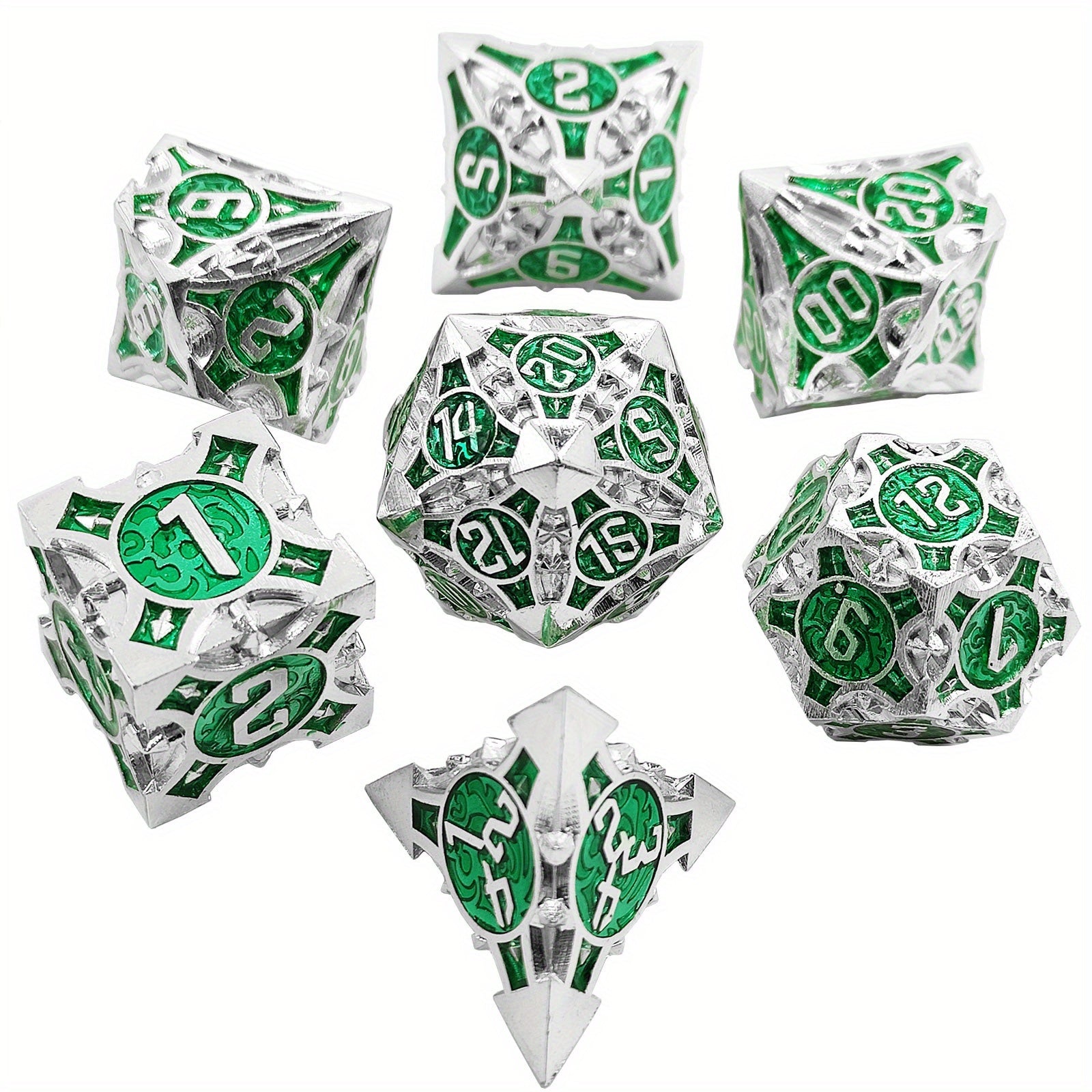 Metal Dice Set, 7 Die Metal Polyhedral Dice Set With Gift Metal Box And Golden Number For Metal Dice Set Christmas, Halloween, Thanksgiving Gift, gaming gift