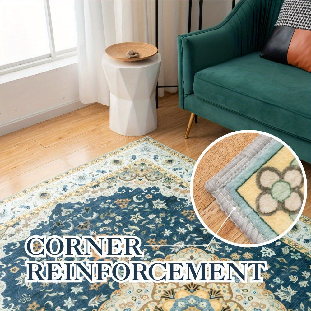 Luxurious Washable Area Mat- Large Size, Non-slip Backing, Faux Imitation Cashmere Rugs for Living Room, Lounge Area, Garden, Home Office-Fine Decorative Rugs for Casual And Outdoor Living Use