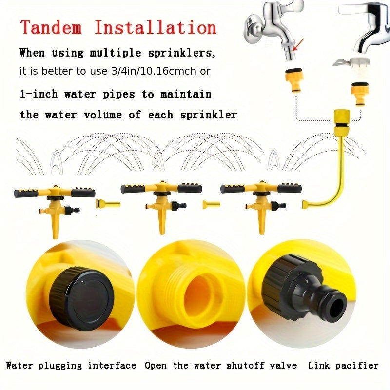 360° Universal Rotating Sprinkler Head - Automatic Watering Device with Adjustable Coverage - Durable Plastic Material, Easy Installation, and Versatile Lawn and Garden Irrigation Solution