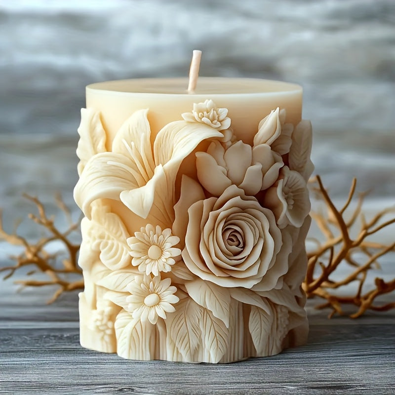 Silicone Candle Molds with Rose And Lily Designs - Perfect for DIY Scented Candles, Handmade Soaps, And Home Decor Crafts | Artistic Intricate Patterns