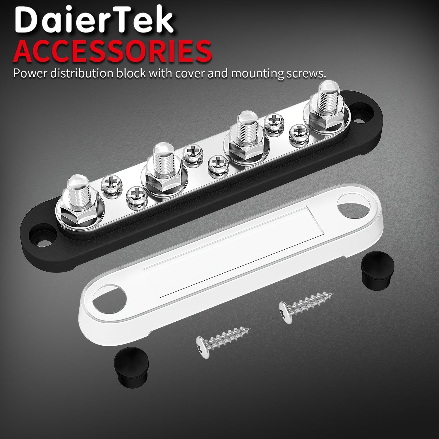 12V Bus Bar Terminal Block 4 x 5/16" (M8) Terminal Stud 6 x #8 (M4) Screw Terminal Positive & Ground Power Distribution Block With Cover Marine Battery Bus Bar For Automotive Car Boat