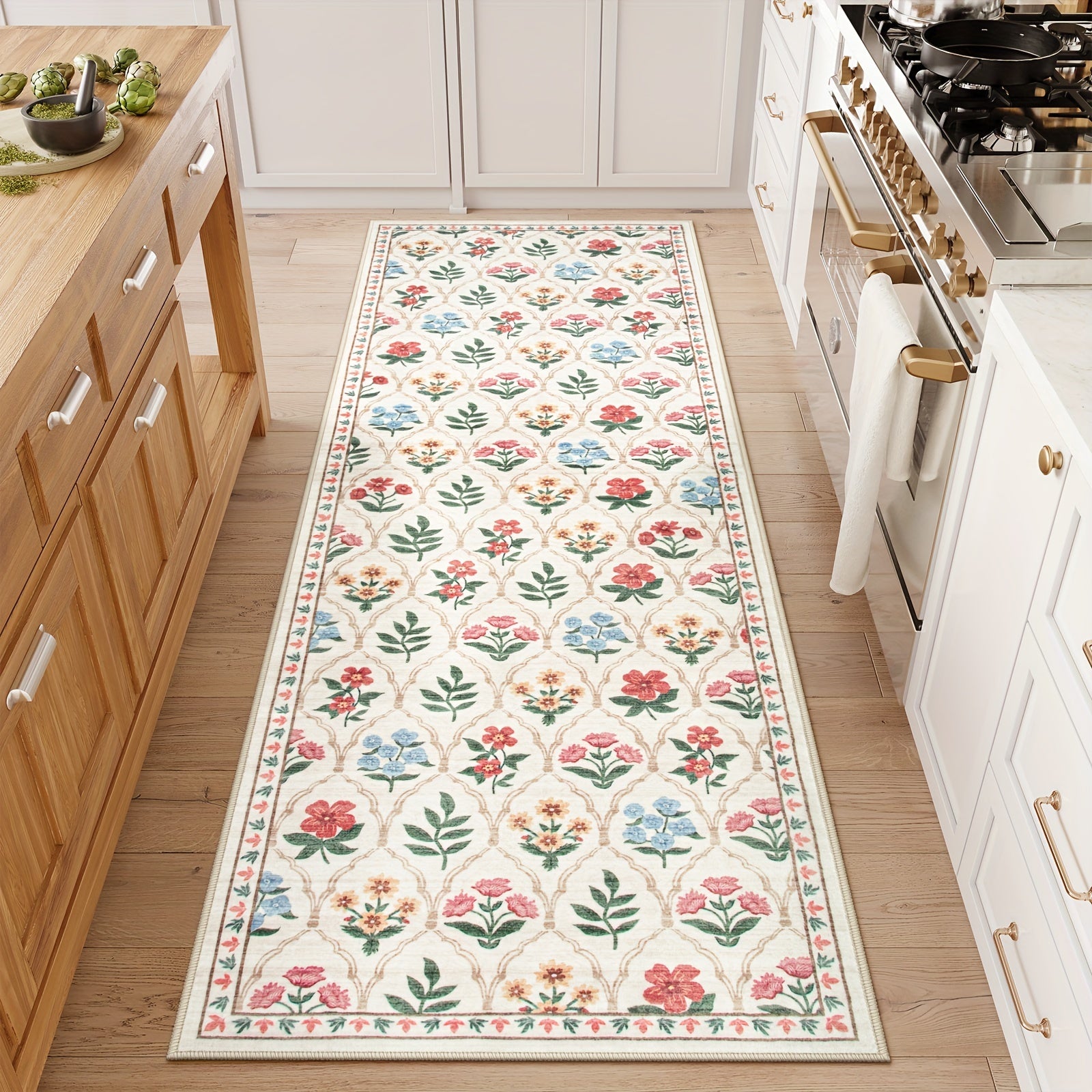 Christmas Area/Runner Rugs for Living Room, Washable Rug Carpet, Non-Slip Low Pile Soft Flowers And Plants Moroccan Holiday Xmas Decor Throw Mat for Living Room/Bedroom/Kitchen