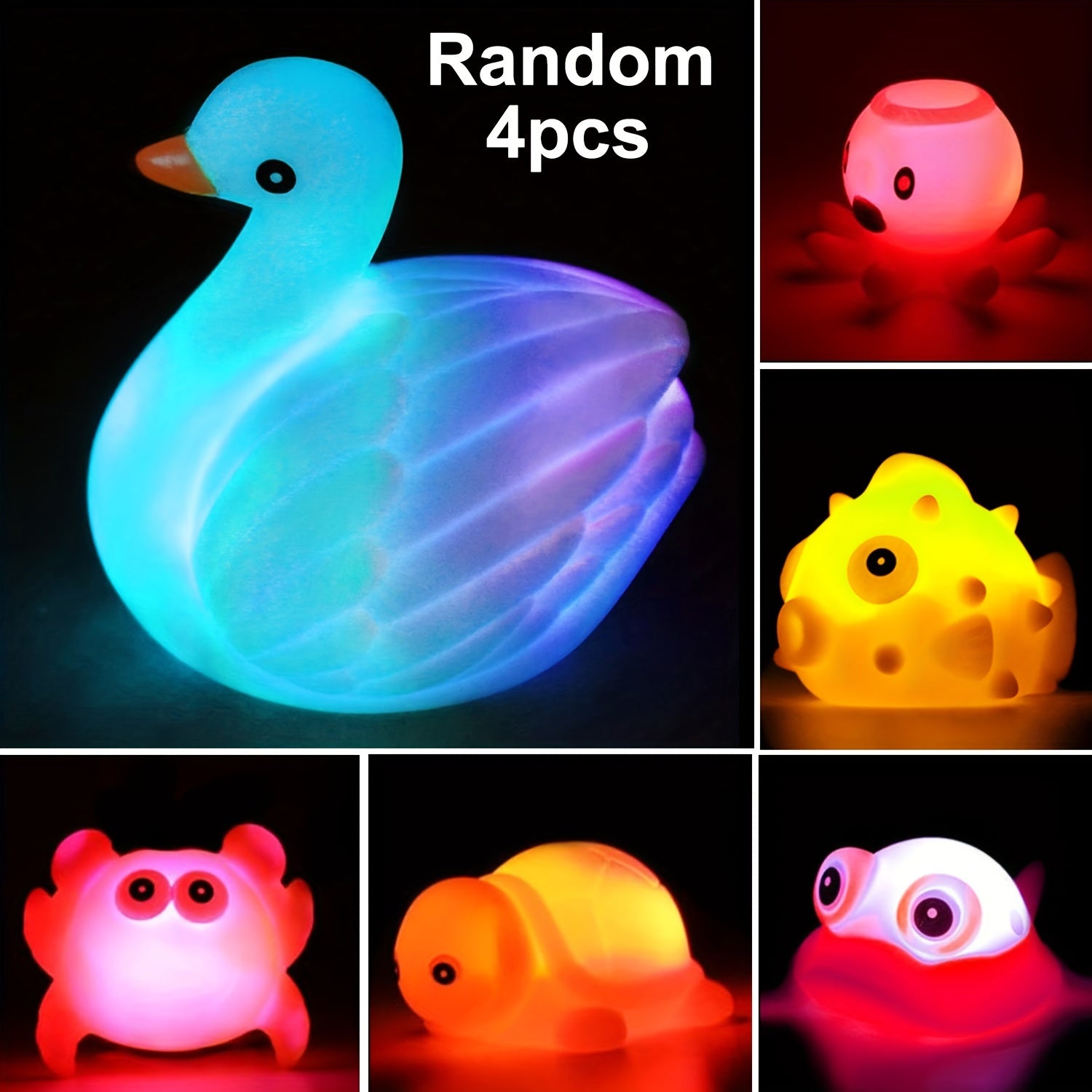 [Popular Choice] Light-Up Water Pool Bath Toy Set, Floating Rubber Toys for Youngsters