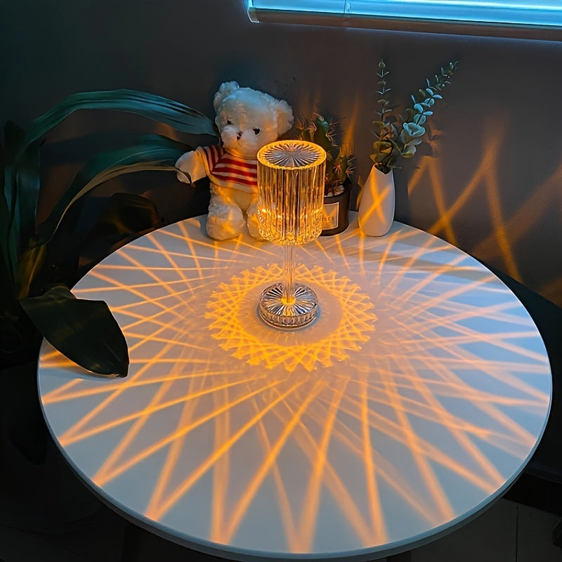 [Touch Control] Elegant Crystal Touch Control Bedside Lamp | Adjustable LED Light | Crystal | Dimmable, USB Charging, Rechargeable Battery | Indoor Decor | Modern | Adjustable Light