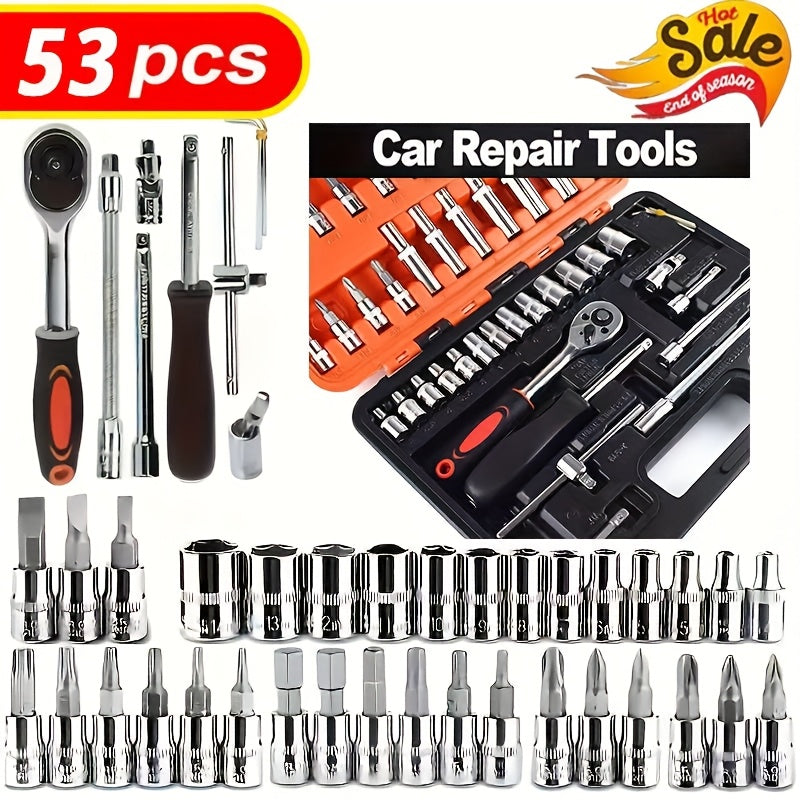 53/82/121/151PCS Heavy Duty socket Set, (5/16 Inches to 3/4 Inches) And Metric