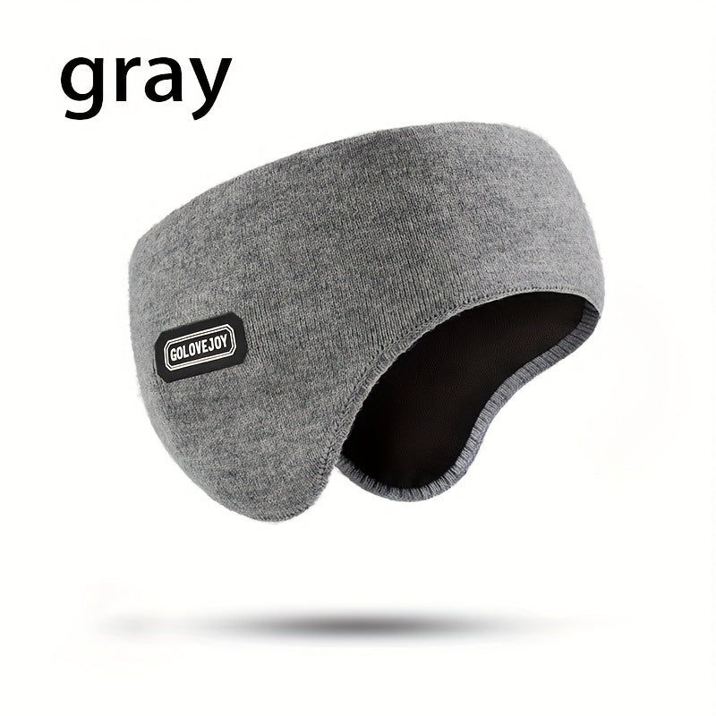 Men'S Boho Style Winter Ski Earmuffs, Outdoor Sports Cycling Windproof, Double Warm Headmuffs, Polyester Knit Fabric