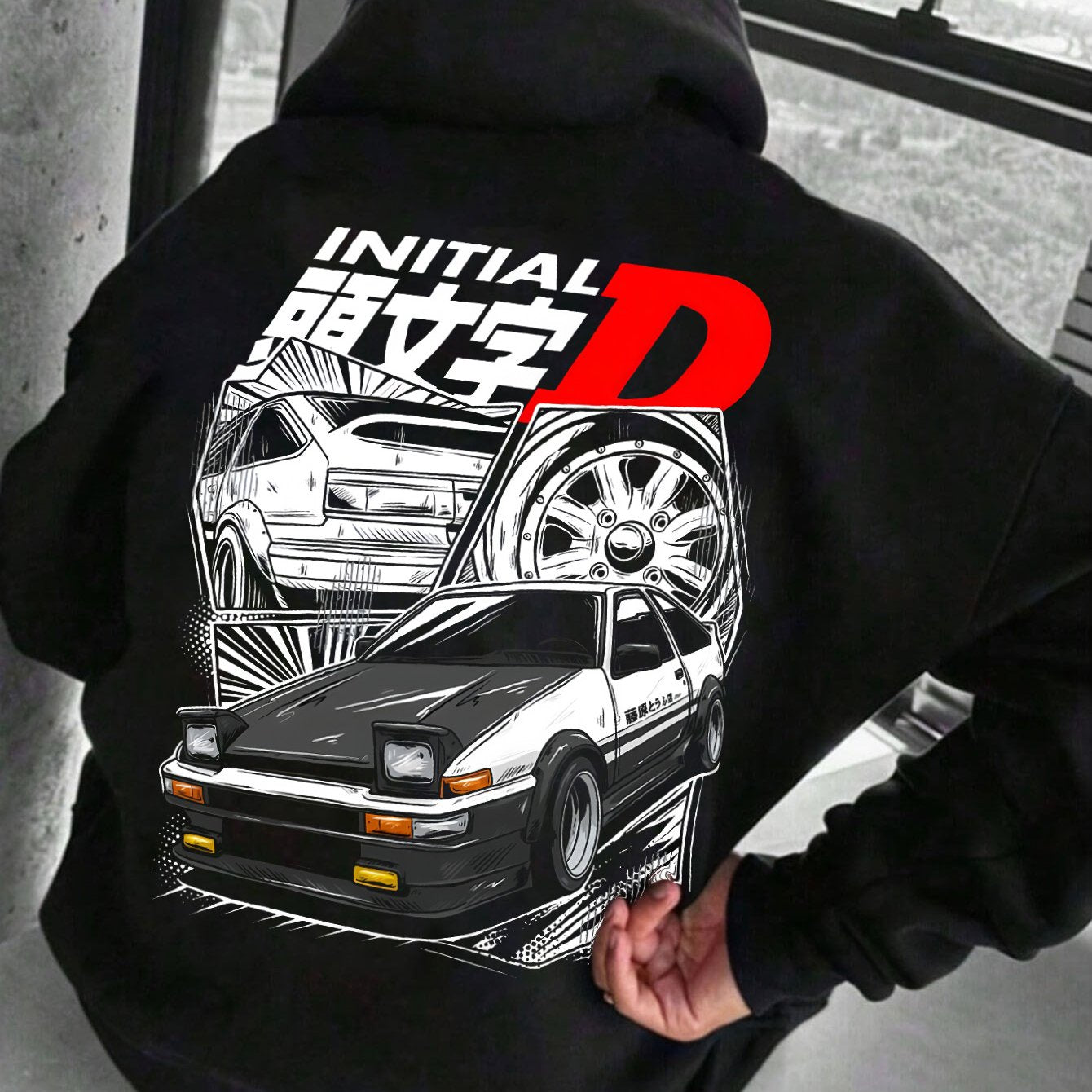 Men's JDM Car Graphic Hooded Sweatshirt