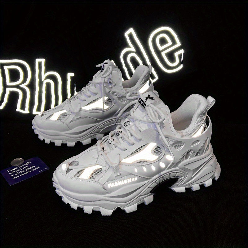 [1 Pair Men'S Cloud Pattern Sneakers] Round Toe Lace-Up  Athletic Sneakers, Sports , Breathable Fabric