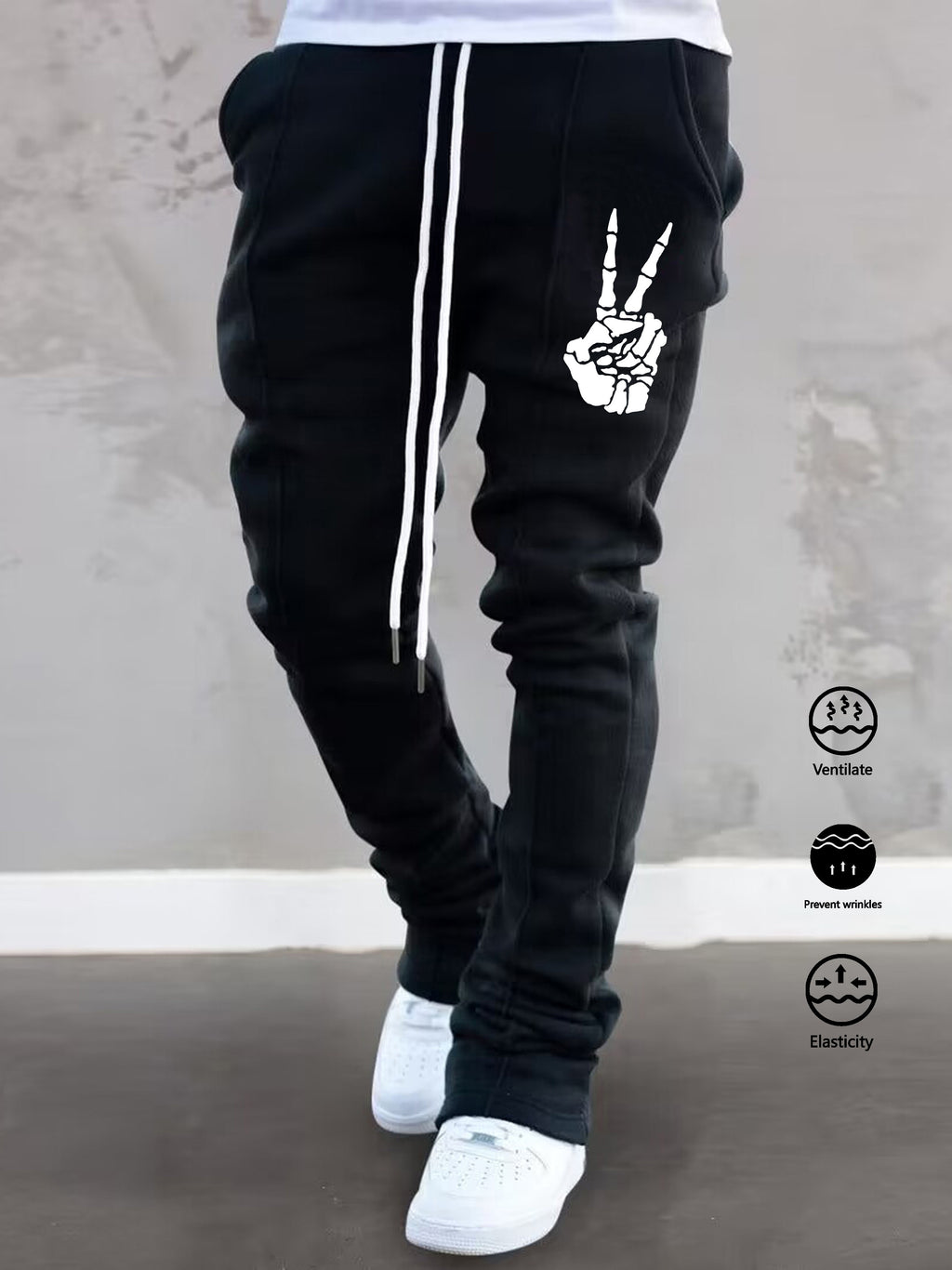 The Hottest Anti-Wrinkle Micro-Elastic Comfortable And Breathable Men'S Casual Trousers Front Mid-Flare Men'S Trousers Jogging Sports Trousers Trendy Trousers Rock Hip-Hop Trousers