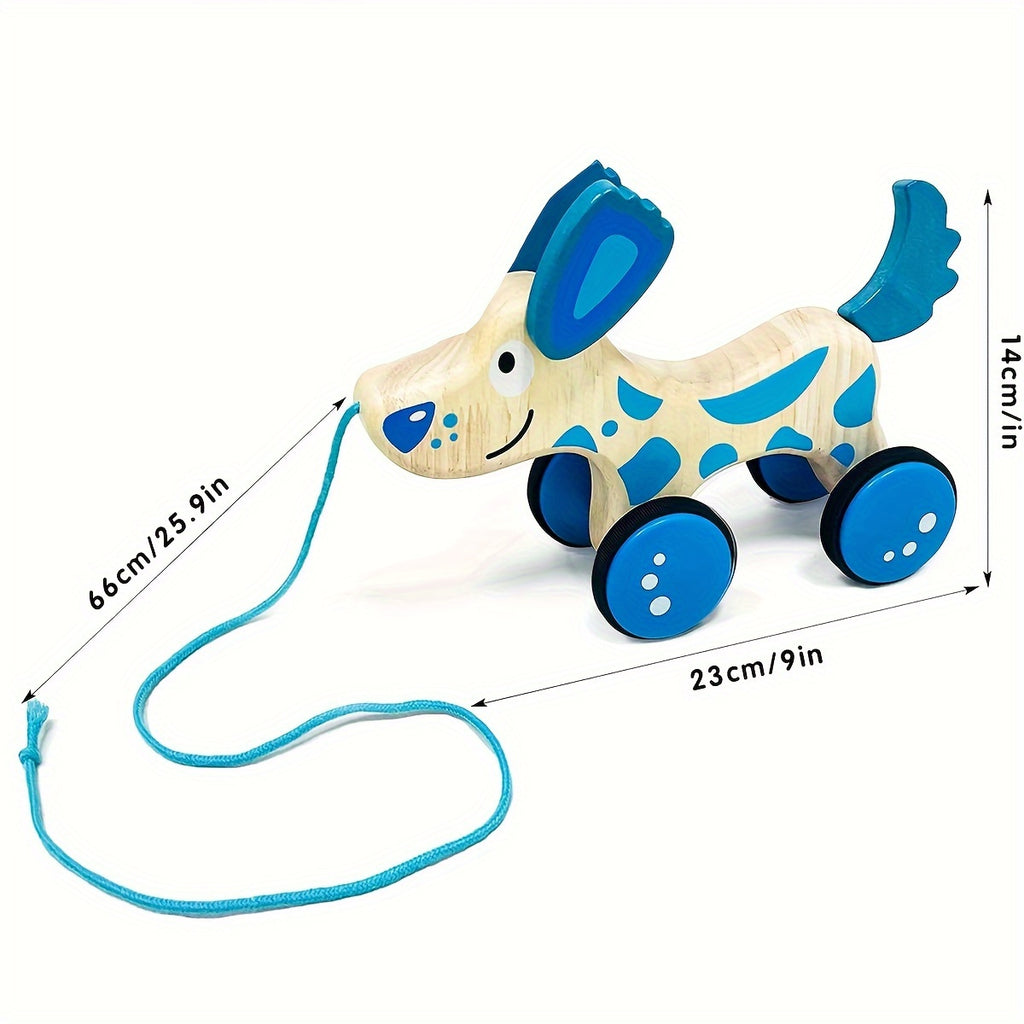 Wooden Pull Along Dog Toy - STEM Push and Pull Toys for Toddlers - Educational Wooden Toy for Early Development, Handcrafted, Non-Toxic, and Durable for Little Ones to Learn and Play