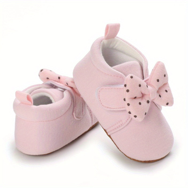 Baby Girls Lightweight Sports Shoes With Bowknot, Comfortable Non Slip Crib Shoes For Toddler Newborn Infant, Spring