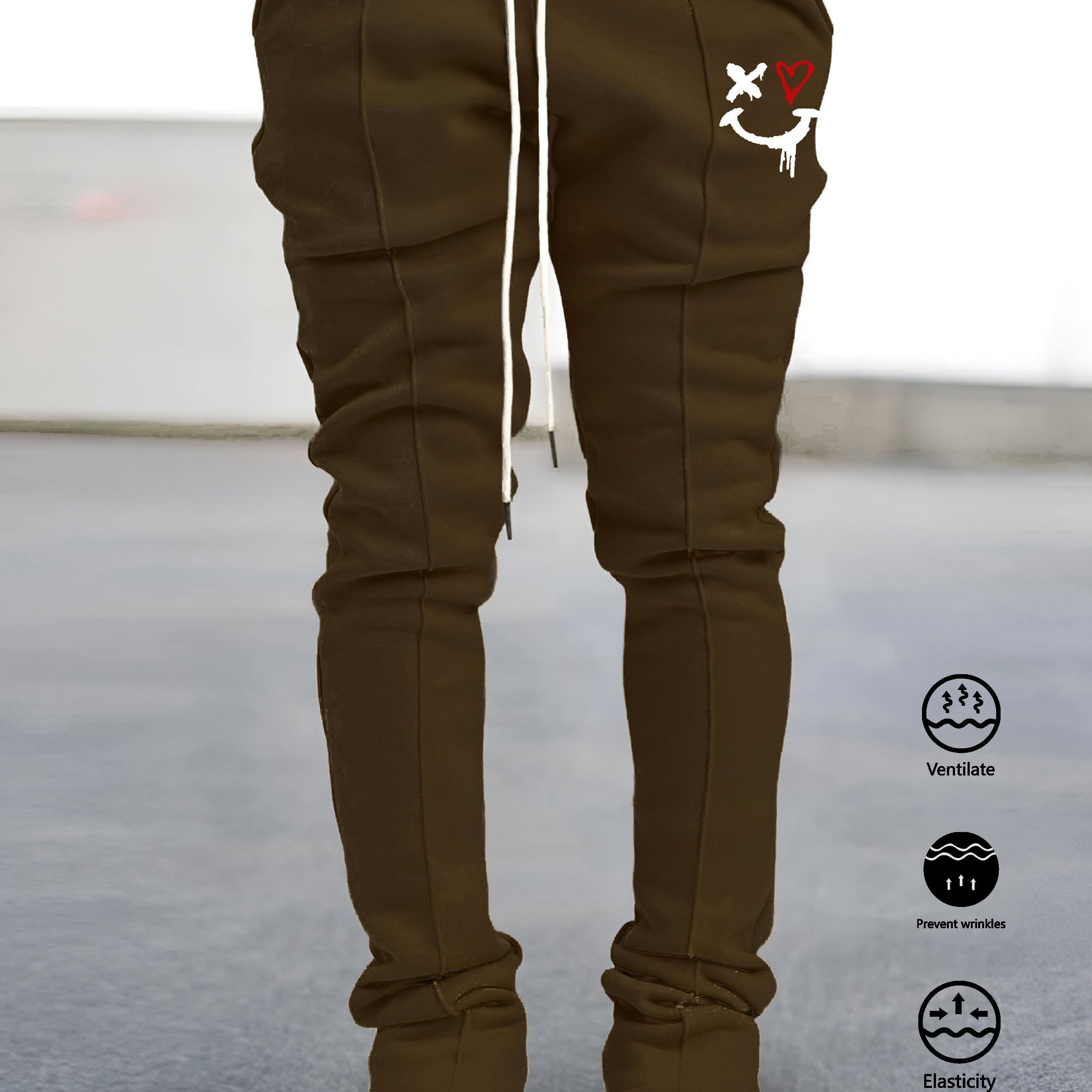The Hottest Anti-Wrinkle Micro-Elastic Comfortable And Breathable Men'S Casual Trousers Front Mid-Flare Men'S Trousers Jogging Sports Trousers Trendy Trousers Rock Hip-Hop Trousers