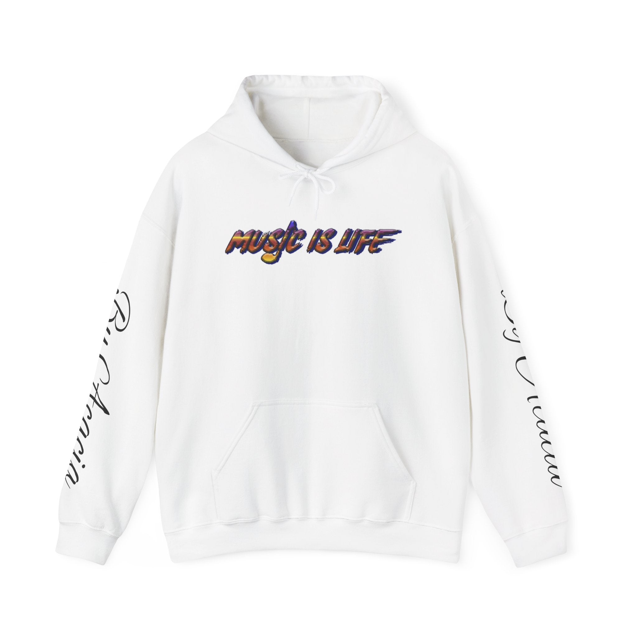 Music Is Life Hoodie — Colorful Watercolor Note Graphic Pullover