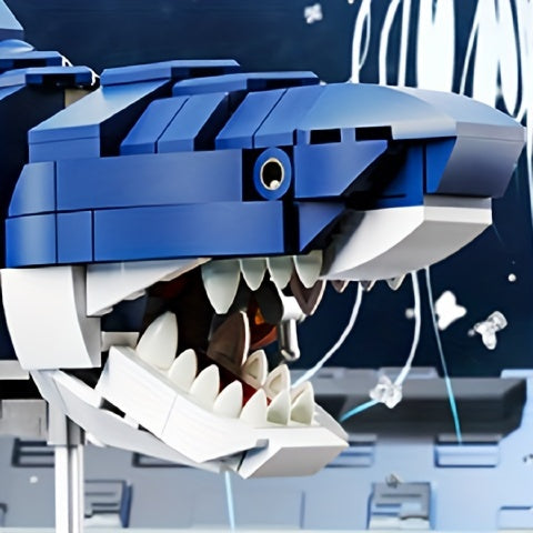 Ideas Shark Sea Creatures Building Set, Marine Animal Building Blocks Toys With Display Stand And Light, STEM Toys For Adults Crossing Ocean Lovers, 687pcs Christmas, Halloween Gift