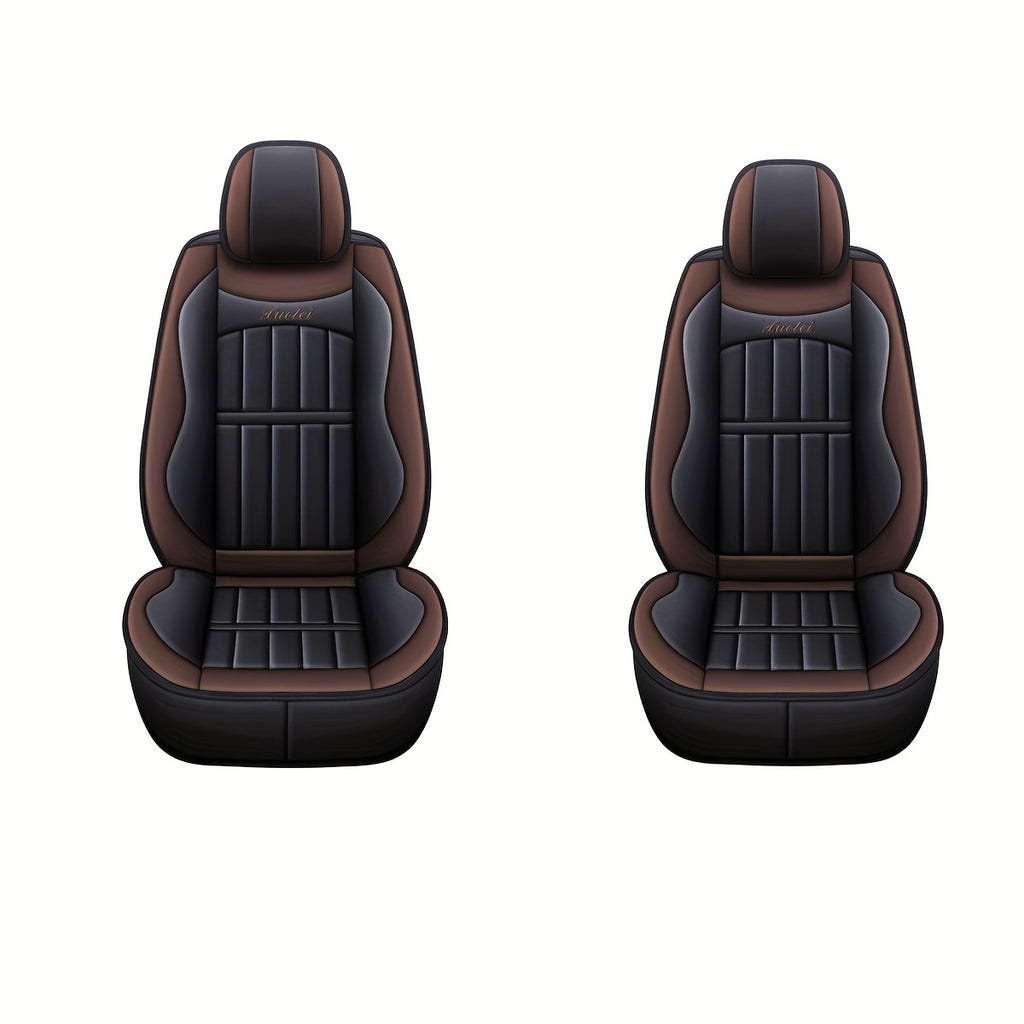 2 Premium Full-Surround PU Leather Front Car Seat Covers - Waterproof, Universal Fit, Durable, Easy to Install, and Stylish Automotive Seat Covers for Cars, Trucks, and SUVs