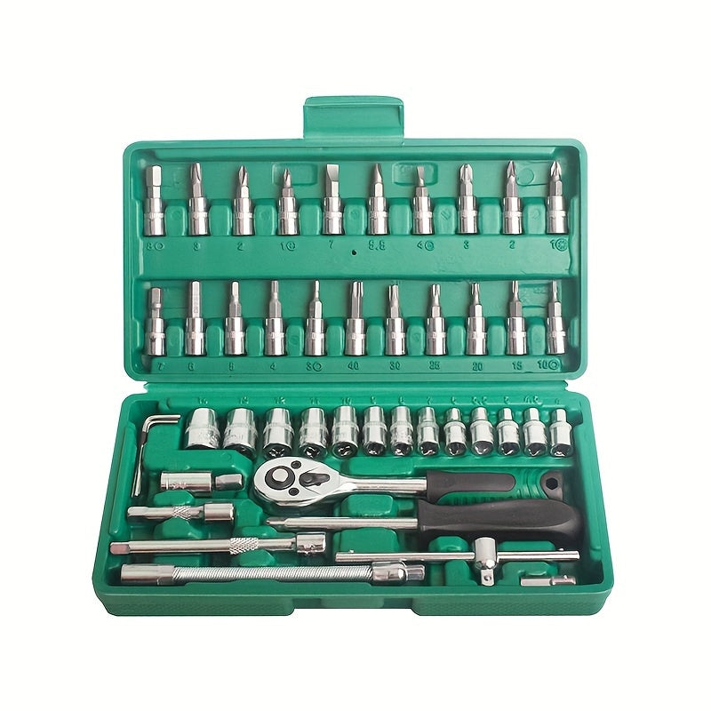 46/53/61/82/94pcs Mechanical Tool Kit Chrome Vanadium Steel Manual Tool Kit - Including Metric Ratchet, Socket, Wrench Kit For Automotive And Mechanical Repairs, Durable Non Battery Uncharged Tool Kit