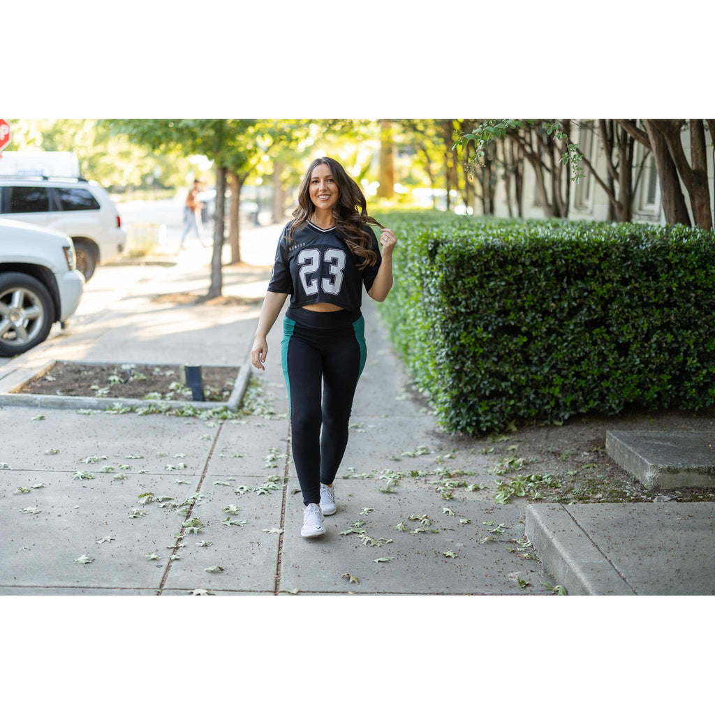 Ready to Ship | The Gracie- Green Panel Full Length Leggings