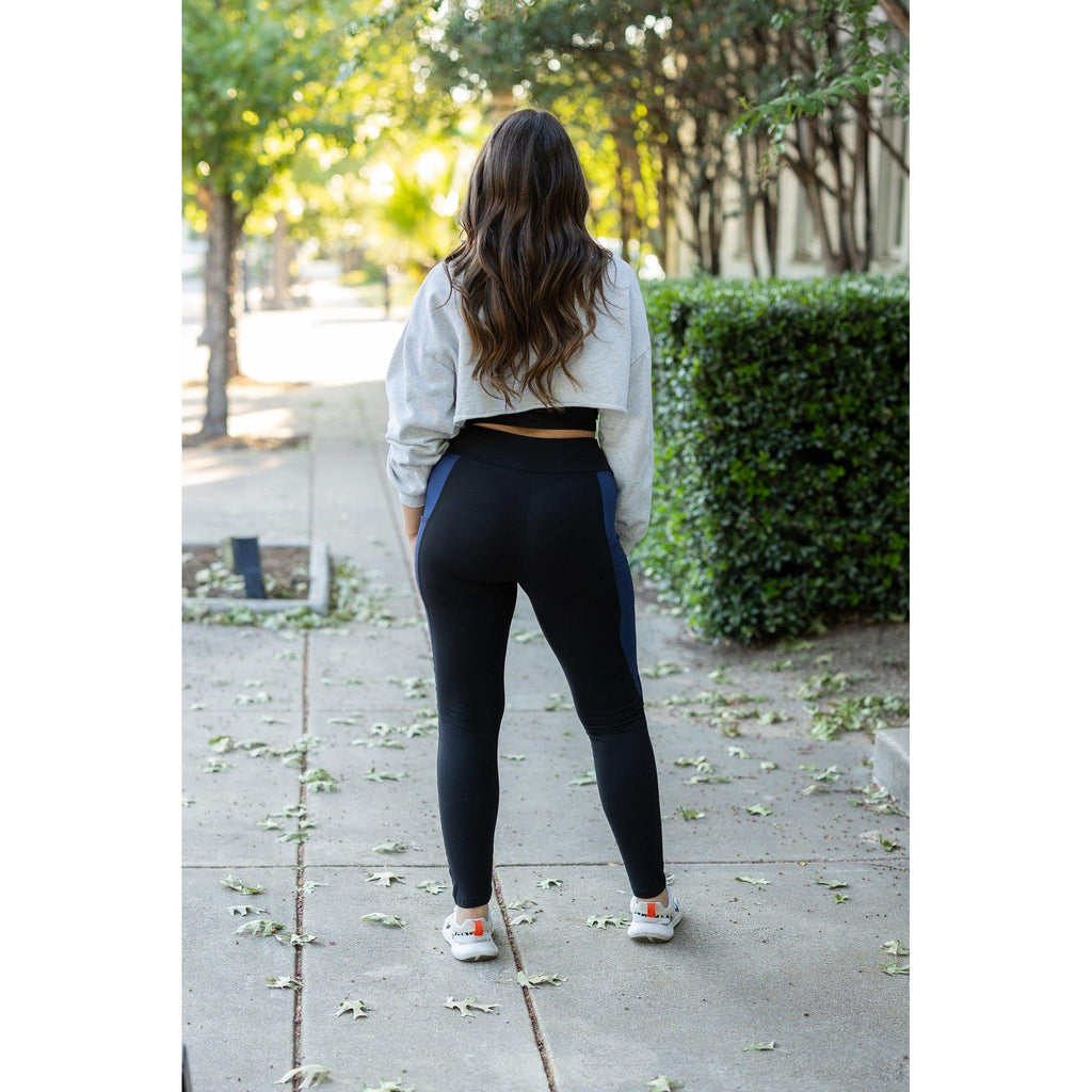 Ready to Ship | The Billie- Blue Panel Full Length Leggings