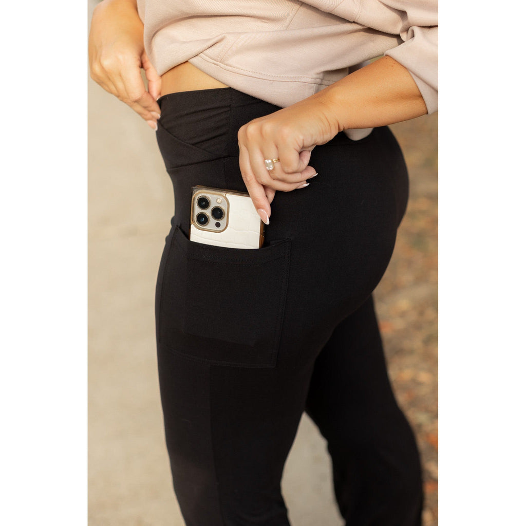 Ready to Ship | The Liz - Crossover Bootcut Leggings with Pockets
