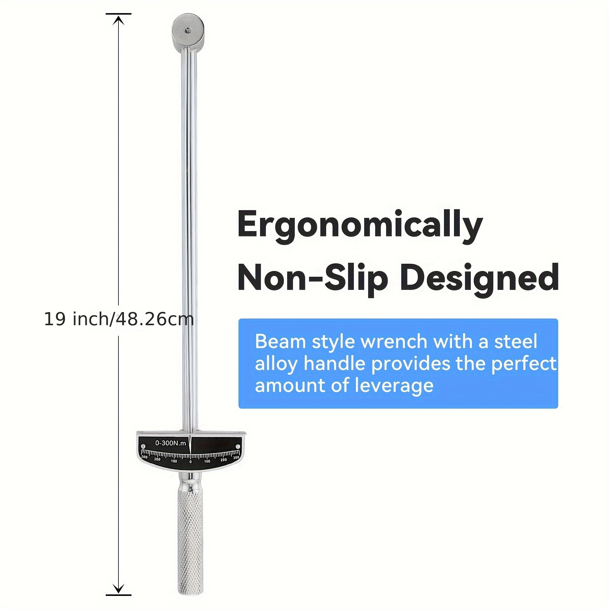 Triple Drive Beam Torque Wrench, 1/2'' Torque Wrench With 1/4'' And 3/8'' Socket Adapter Compatible With SAE And MM Bicycle And Automotive