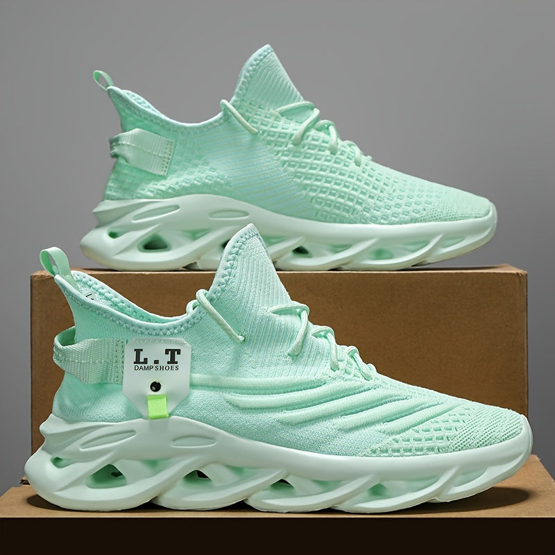 Men'S Lightweight Fashion Plus Size Casual Sports Shoes | Stripe Pattern, Lace Closure, Fabric Upper, MD Sole, Round Toe, Suitable for Spring and Summer