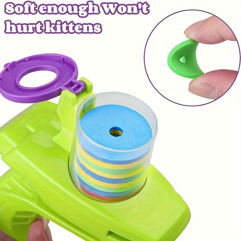 2pcs Cat Toy Gun Shooter, Interactive Cat Toy Launcher With Foam Discs - Battery-Free, Durable Plastic For Endless Fun, Fidgety Interactive Toys