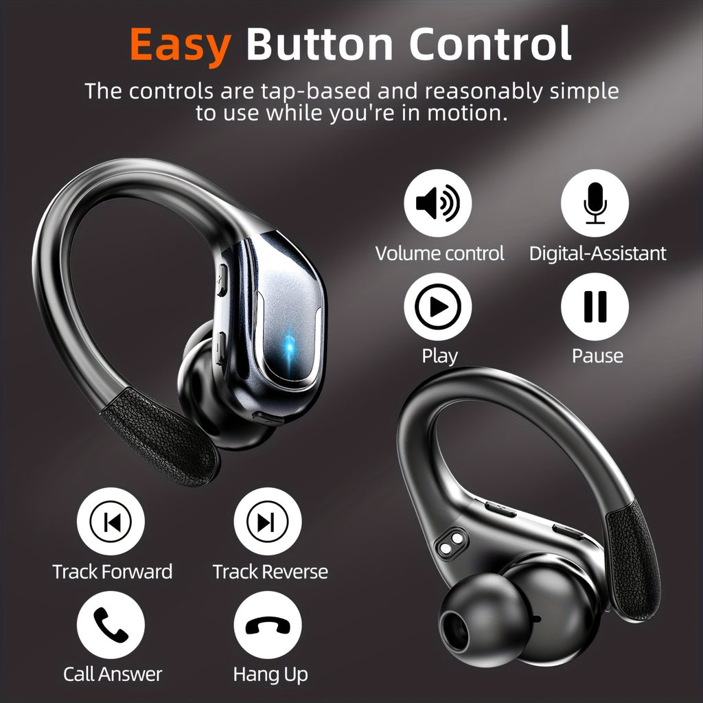 LIFEBEE New Wireless Earbuds for Running Sports, Wireless Earphones with Earhooks Pure Bass Sound, Over Ear Headphones ENC Noise Cancelling with Dual-LED Display, Earphones Built-in Microphone