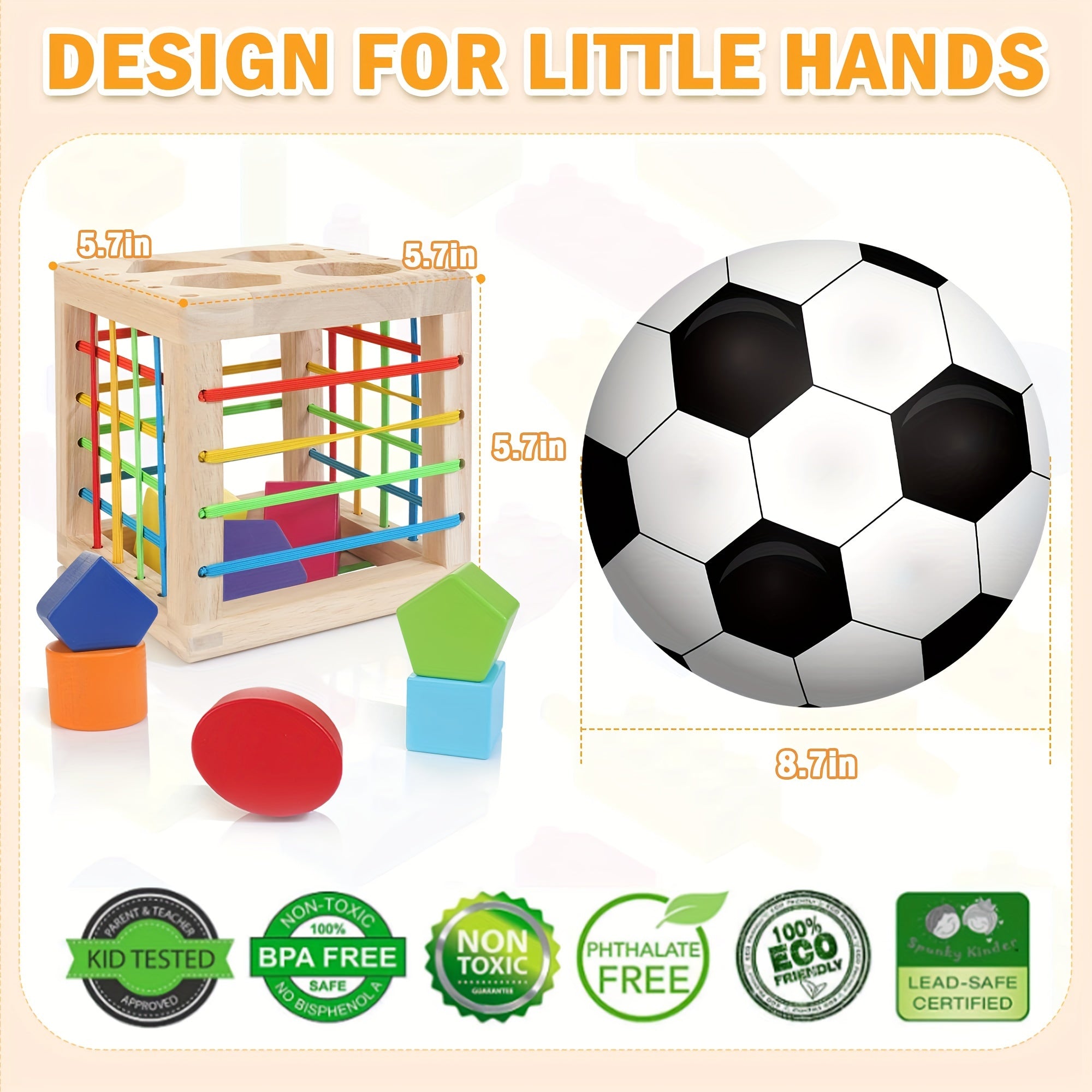 Wooden Shape Sorter Toys for Toddlers 1-3 Years Old, Toys for 1 Year Old Baby Girls & Boys, Activity Cube with 8pcs Geometric Shape Blocks and Gift Box for Christmas