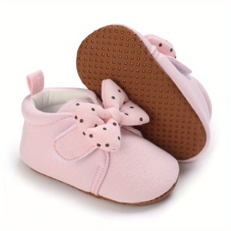 Baby Girls Lightweight Sports Shoes With Bowknot, Comfortable Non Slip Crib Shoes For Toddler Newborn Infant, Spring