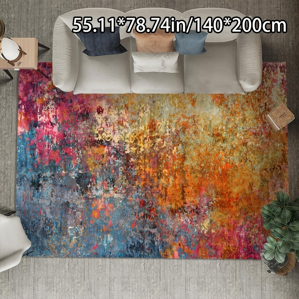 Open Golden Velvet + 800g per square meter + Anti-slip Point Plush Bottom + Bottom Point Plush Floral Pattern Craftsmanship 1pc Golden Velvet Home Decor Modern Abstract Pattern Versatile Decoration Style, Living Room Mat, Sof