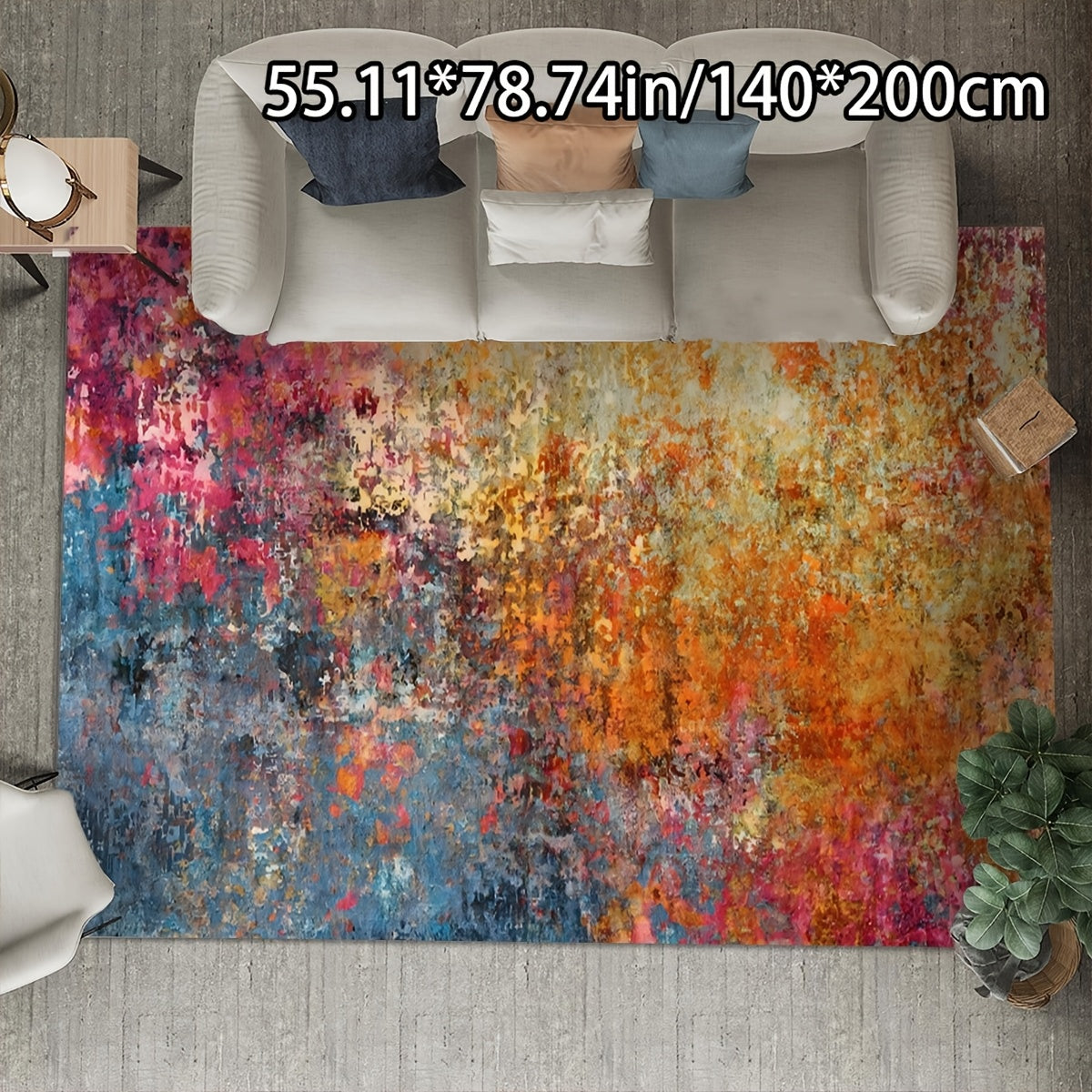 Open Golden Velvet + 800g per square meter + Anti-slip Point Plush Bottom + Bottom Point Plush Floral Pattern Craftsmanship 1pc Golden Velvet Home Decor Modern Abstract Pattern Versatile Decoration Style, Living Room Mat, Sof