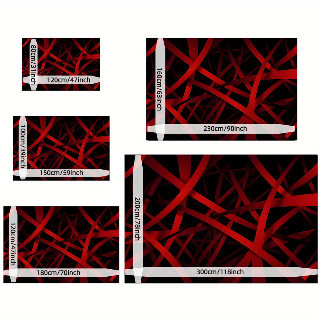 Modern Geometric Velvet Area Mat - Luxurious Red & Black Design, Machine Washable, Non-Slip, Ultra-Soft & Durable for Living Room, Bedroom, Entryway - Stylish Home Decor, Rugs for Living Room