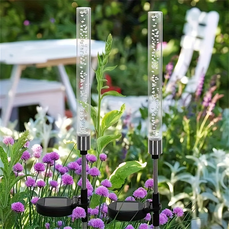 Colorful Solar Reed Bubble Stick Lamp - Lighted Holiday Displays for Courtyard, Park, Lawn, and Garden - RGB Acrylic Insert Landscape Lamp with Vibrant Colors