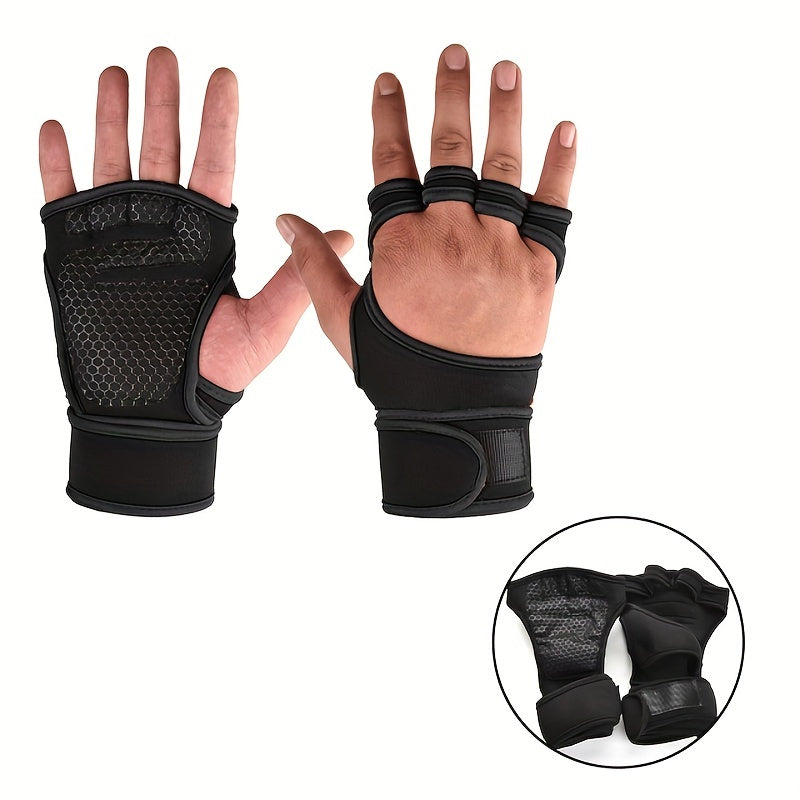 Half Finger Grip Gloves - Enhanced Wrist Support, Palm Protection, and Grip Enhancement for Weightlifting, Fitness, and Sports - Unisex, Breathable, and Comfortable