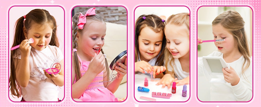 54PCS Washable Real Makeup Set for Kids, Little Girls Makeup Toys, Ideal Christmas Gifts, Toddler Toys for Halloween