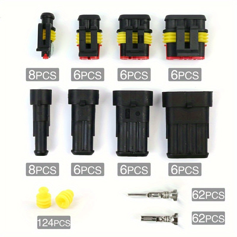 352pcs Waterproof Automotive Electrical Connector Kit - Durable 1/2/3/4 Pin Wire Plugs for Easy Car Repair & Maintenance