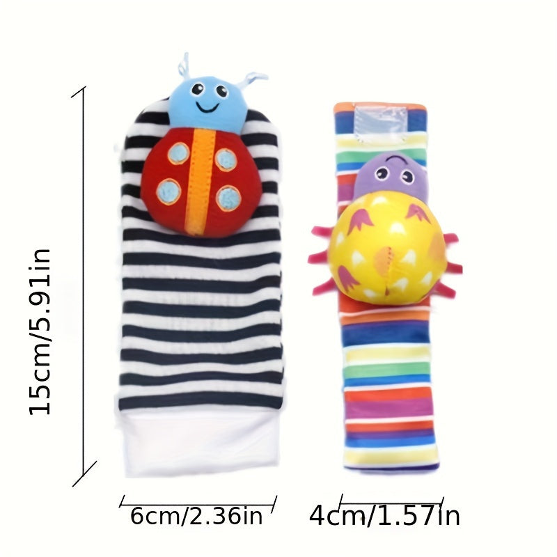 4pcs Baby Rattles Toys for 0-12 Month, Infant Girl Boy Toys for Babies 3-6 Months, Newborn Hand & Foot Toys for 0 to 9 Months, Baby Shower Gifts Set with Wrist Rattle Socks
