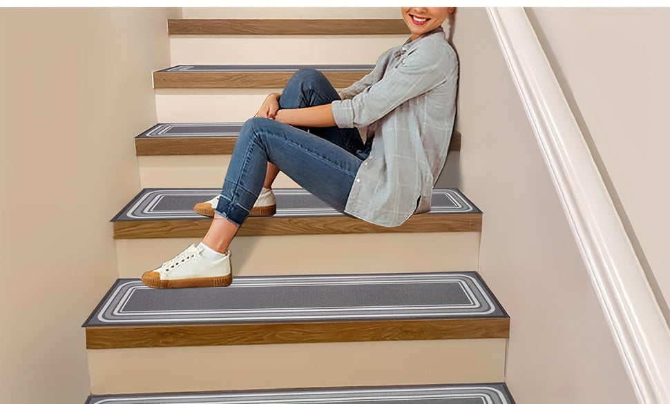 7/14pcs Stair Treads For Wooden Steps Indoor, Carpet Stair Treads Non Slip For Your Family And Pets, Peel And Stick Edging Stair Runners Rugs, 8x30inch