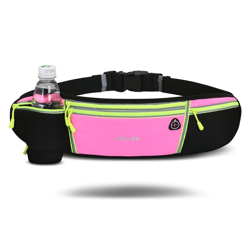 Luan Miao Sports Waist Pack - Black & White, Waterproof Polyester, Adjustable Strap