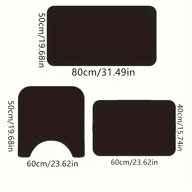 3pcs Quick-Dry Bath Mats Set - Non-Slip, Ultra Absorbent Diatom Mud Bathroom Rugs, Soft Comfortable Knit Fabric, Hand Wash Only, Geometric Pattern, Machine Made, for Bathroom, Shower, Laundry, Bedroom, Living Room, Doorway, K