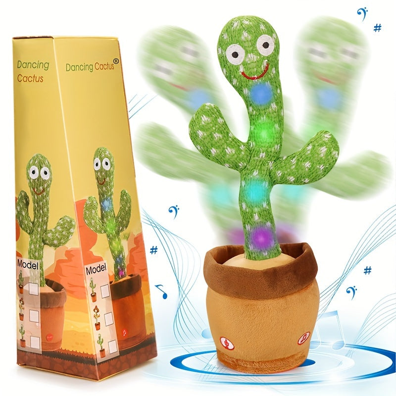 1pc Glowing Dancing Repeat What You Say Funny Tricky Dancing Toys Cactus Color Box Packaging Home Decoration Ornament for Halloween/Christmas/New Year/Birthday Gift (without Battery)