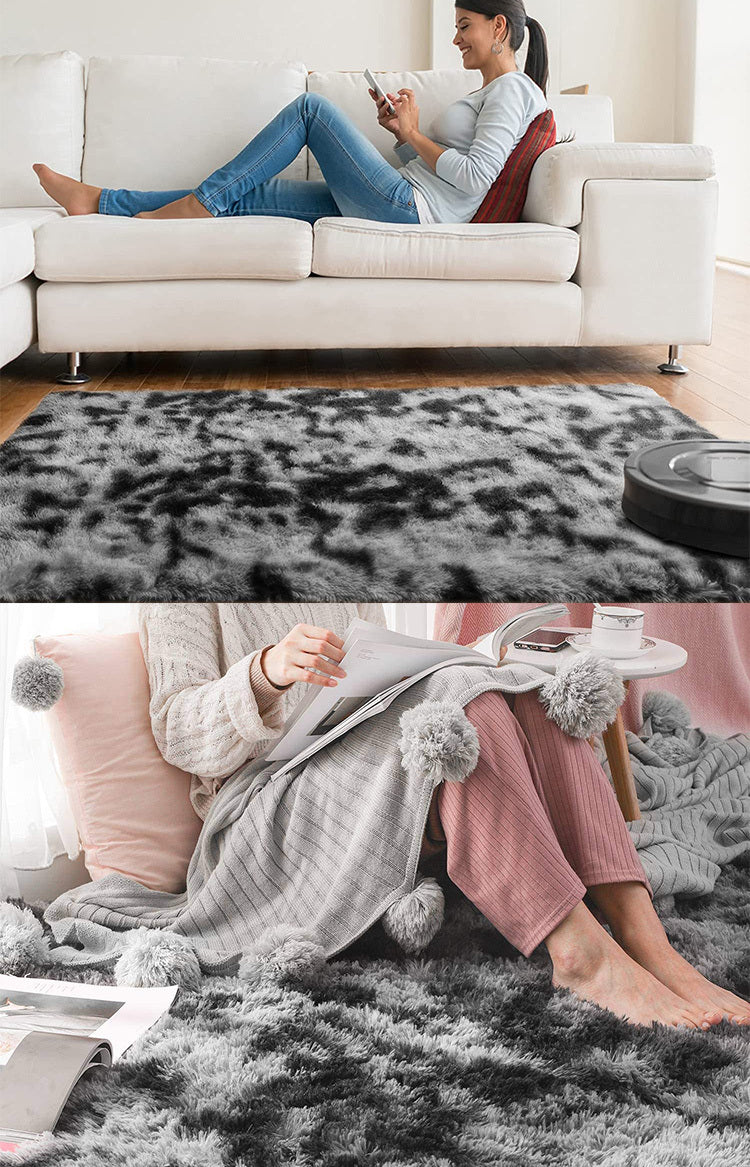 1pc, Fluffy Area Rug Solid Black Shag Area Rugs, Extra Soft And Shaggy Carpets, Indoor Fuzzy Rugs For Bedroom Living Room Home Rug, Outdoor Rug, Home Decor